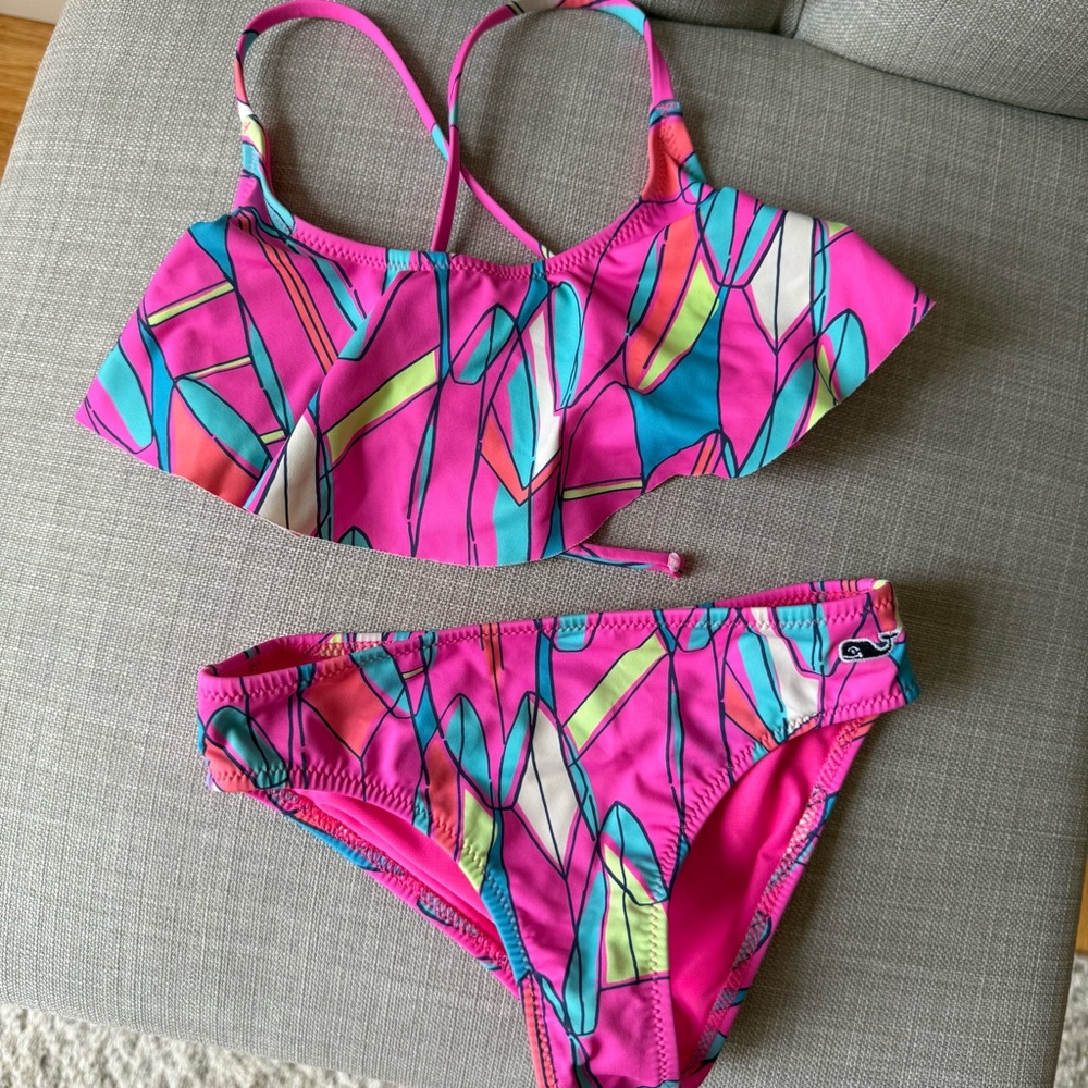 Vineyard Vines Girls Suftboard Flounce Bikini‎ Sz 4T